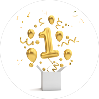 Happy 1st Birthday Gold Sticker
