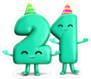 Happy 21st Cute Party Character Sticker