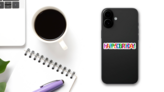Happy 50th Birthday Colorful Sticker on a Phone (New) example