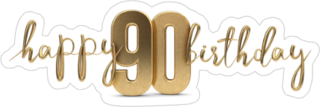 Happy 90th Birthday Gold Sticker