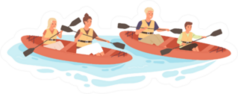 Happy Active Family With Kids Rafting On Kayak Rowing Sticker