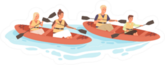 Happy Active Family With Kids Rafting On Kayak Rowing Sticker