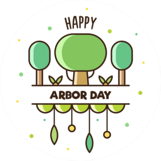 Happy Arbor Day Cartoon Sticker