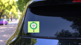Happy Arbor Day On Tree Sticker on a Rear Car Window (New) example