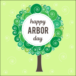 Happy Arbor Day On Tree Sticker