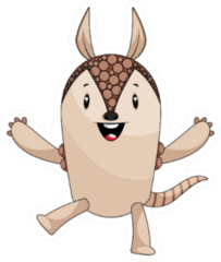 Happy Armadillo Illustration Sticker