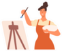 Happy Artistic Female In Apron Professional Painter Sticker