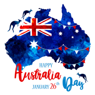 Happy Australia Day Lettering On Painted Map Sticker