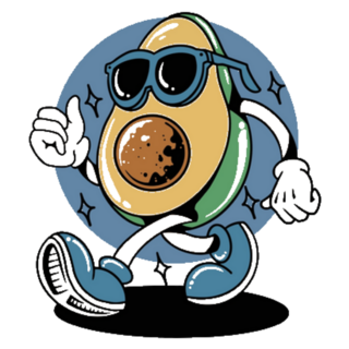 Happy Avocado Cartoon Retro Sticker