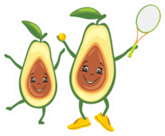 Happy Avocado Tennis Player With His Friend Sticker
