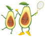 Happy Avocado Tennis Player With His Friend Sticker