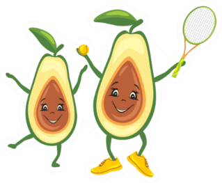 Happy Avocado Tennis Player With His Friend Sticker