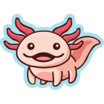 Happy Axolotl On Blue Sticker