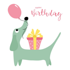 Happy Birthday Dachshund Balloon Sticker