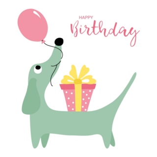 Happy Birthday Dachshund Balloon Sticker