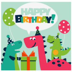Happy Birthday - Lovely Card With Funny Dinosaurs