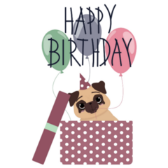 Happy Birthday Pug Sticker