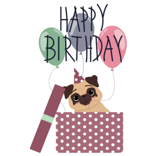 Happy Birthday Pug Sticker