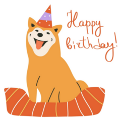 Happy Birthday Shiba Sticker