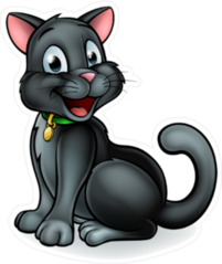 Happy Black Cat Cartoon Sticker