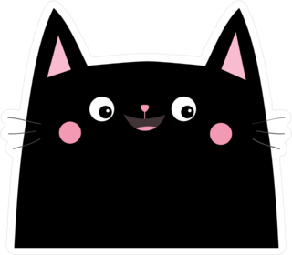 Happy Black Cat Head Face Sticker