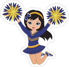 Happy Blue and Yellow Cheerleading Sticker