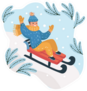 Happy Boy Sledding Down The Hill On The Snow Sticker