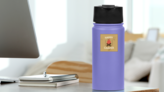 Happy Camper Campfire Sticker on a Water Bottle (New) example