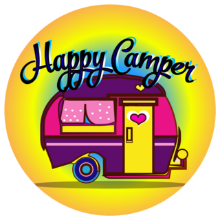 Happy Camper Cartoon Sticker