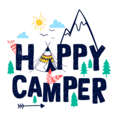 Happy Camper Doodle Sticker