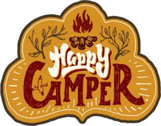 Happy Camper Hand Lettering Badge Sticker