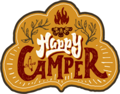 Happy Camper Hand Lettering Badge Sticker