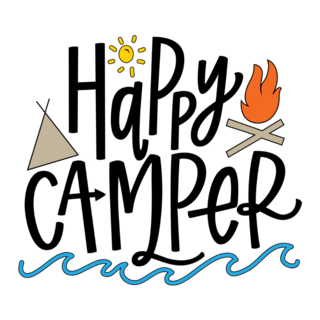 Happy Camper Illustrated Lettering Sticker