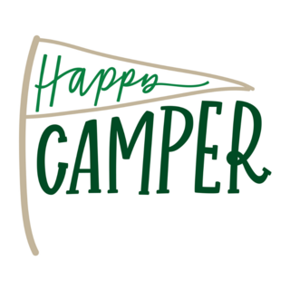 Happy Camper Lettering Flag Sticker