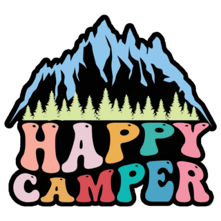 Happy Camper Retro Colorful Sticker