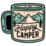 Happy Camper Retro Mug Sticker 