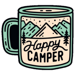 Happy Camper Retro Mug Sticker 