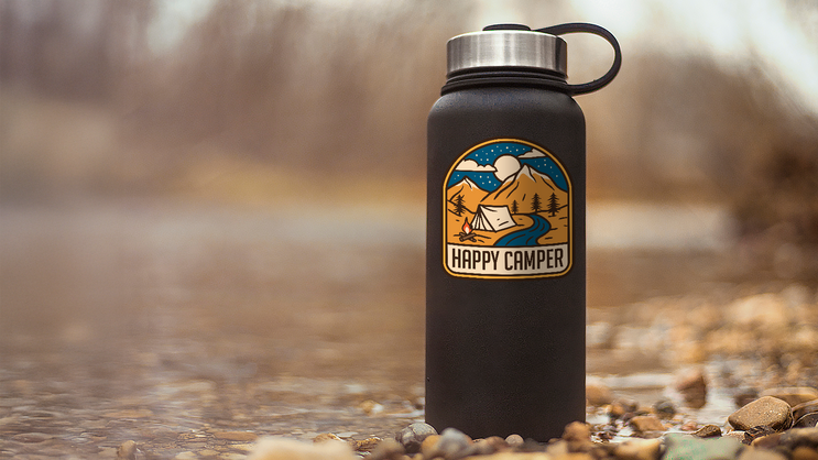 Happy Camper Water Bottle Sticker