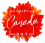 Happy Canada Day Lettering On Maple Leaf Banner Sticker