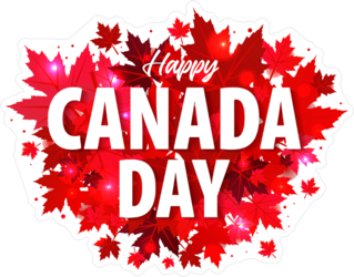 Happy Canada Day Maple Leaves Sticker