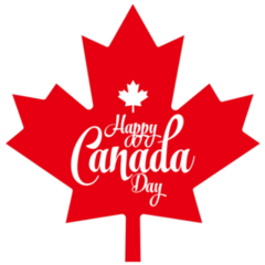 Happy Canada Day Red Maple Leaf Sticker
