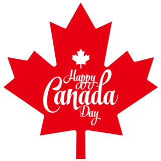 Happy Canada Day Red Maple Leaf Sticker