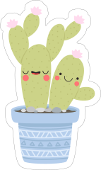 Happy Cartoon Cactus Friends Sticker