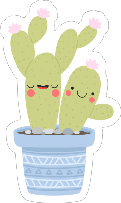 Happy Cartoon Cactus Friends Sticker