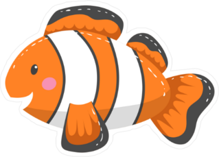 Happy Cartoon Clown Fish Sticker