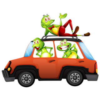 Happy Cartoon Frogs in a Car Sticker