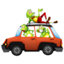 Happy Cartoon Frogs in a Car Sticker
