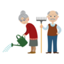 Happy Cartoon Gardeners Grandparents Sticker