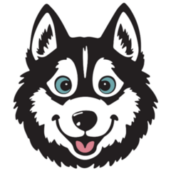 Happy Cartoon Husky Sticker