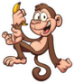 Happy Cartoon Monkey Holding A Banana Sticker